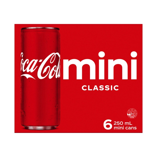 Coca-Cola Classic Soft Drink Multipack Mini Cans 6x250mL 6 pack