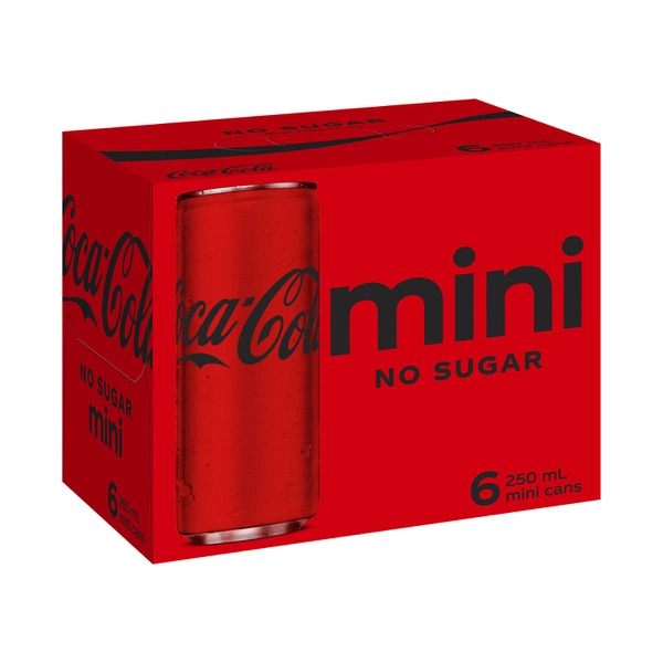 Coca-Cola Zero Sugar Soft Drink Multipack Mini Cans 6x250mL 6 pack