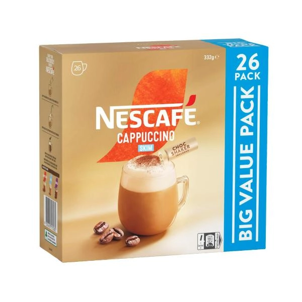 Nescafe Coffee Sachets Cappuccino Skim 26 pack