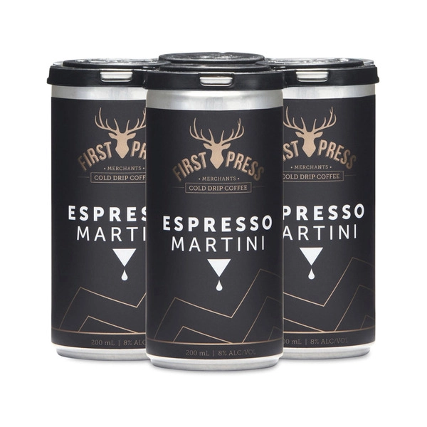 First Press Espresso Martini Can 200mL 4 Pack