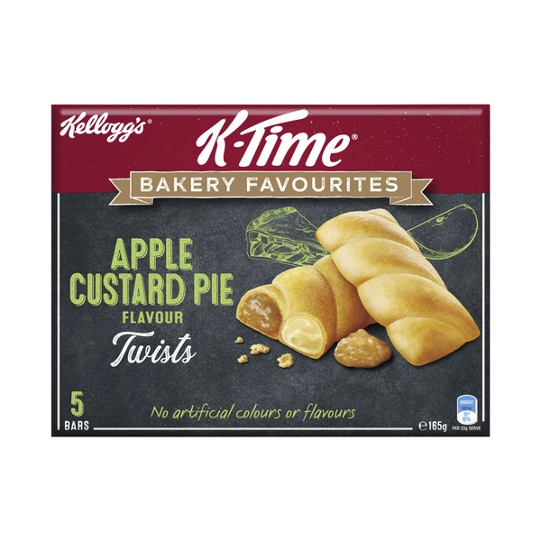 Kellogg's K-Time Bakery Favourites Apple Custard Pie Flavour Snack Bars 5 Pack 165g