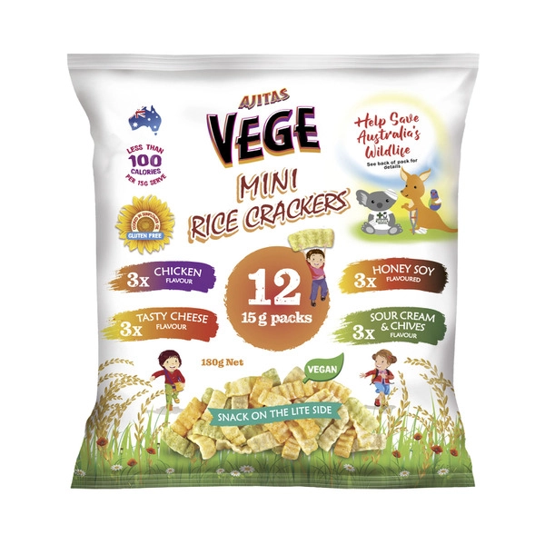 Vege Chips Mini Rice Crackers Multi 12 Pack 180g