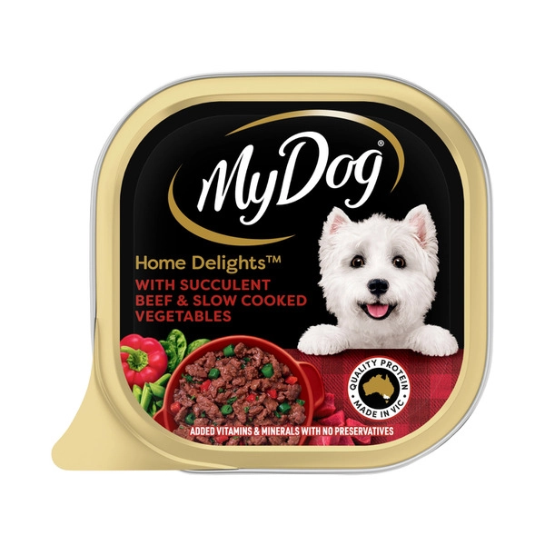 My Dog Home Delights Chunks In Gravy With Slow Cooked Beef And Green Vegetables 100g