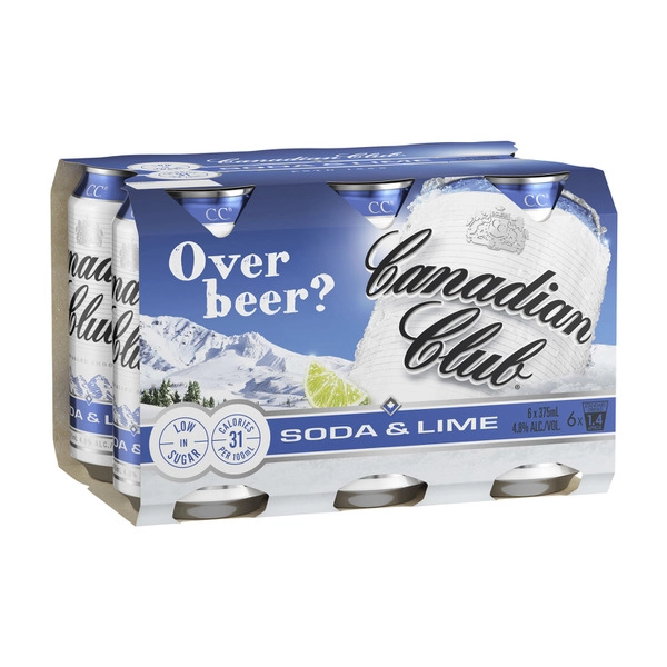 Canadian Club Soda & Lime Can 375mL 6 Pack