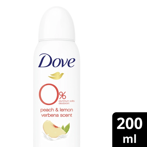 Dove Antiperspirant Aerosol Peach Lemon Verbena Zero Almnm 200mL