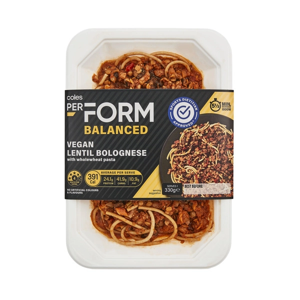 Coles Perform Vegan Lentil Bolognese 330g