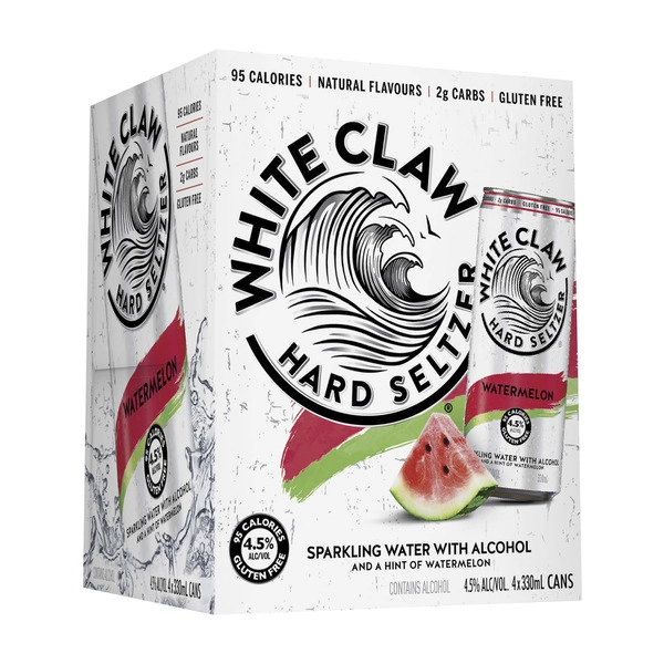 White Claw Hard Seltzer Watermelon 330mL 4 Pack