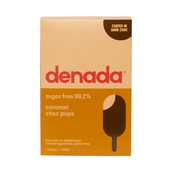 Denada Sugar Free Ice Cream Choc Pops Salted Caramel 3 Pack 315mL