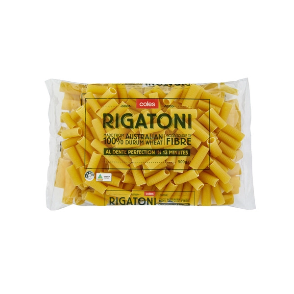 Coles Durum Wheat Pasta Rigatoni 500g