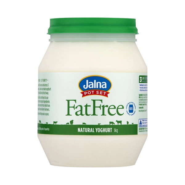 Jalna Pot Set Fat Free Natural Yoghurt 1kg