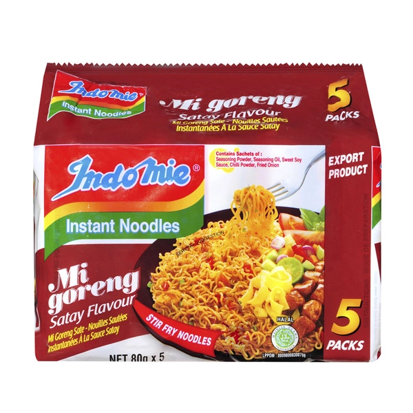 Indomie Fried Mi Goreng Satay Instant Noodles 5 Pack 80g