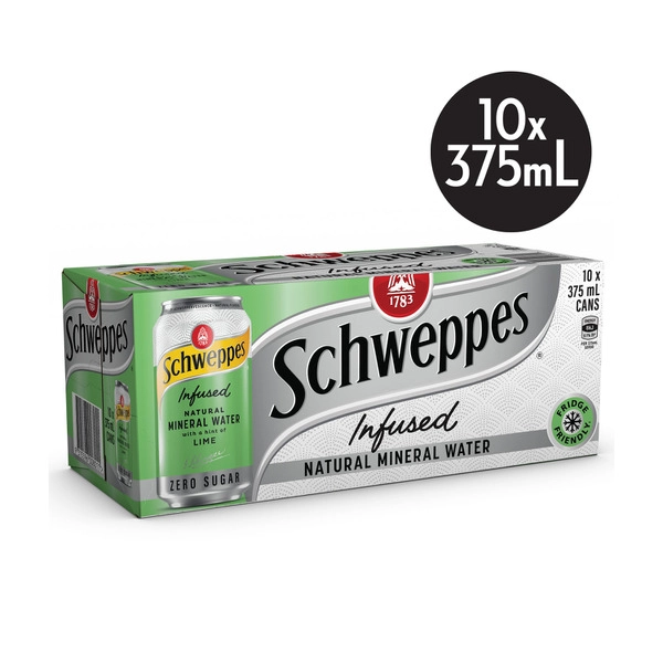 Schweppes Sparkling Water Lime 10x375mL 10 pack