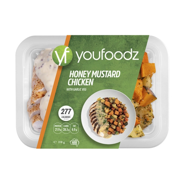 Youfoodz Honey Mustard Chicken With Garlic Veg 318g