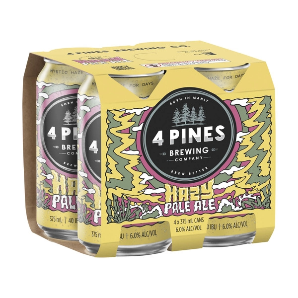 4 Pines Brewing Hazy Pale Ale Can 375mL 4 Pack