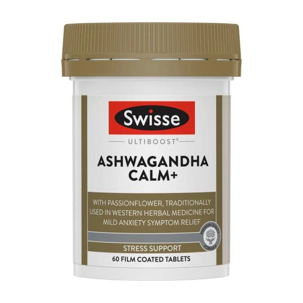 Swisse Ultiboost Ashwagandha Calm+ Supports a Healthy Stress Response in the body 60 Tablets 60 pack