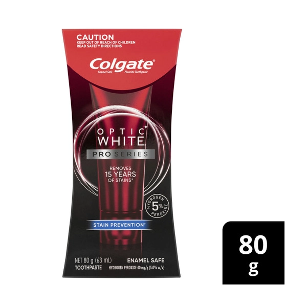 Colgate Optic White Pro Series Teeth Whitening Toothpaste Enamel Safe With 5% Hydrogen Peroxide 80g