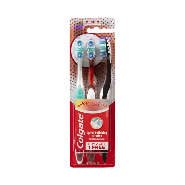 Colgate 360 Optic White Toothbrush Medium 3 pack