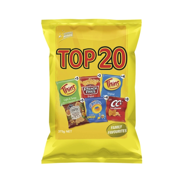 Top 20 Variety Potato Chips 20 pack 375g