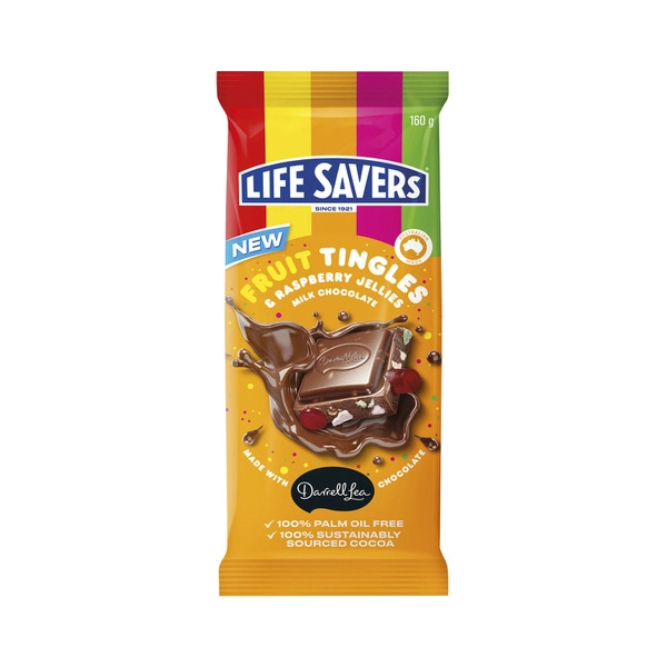 Lifesavers Milk Chocolate DARRELL LEA LIFE SAVERS FRUIT TINGLE BLOCK 160G 