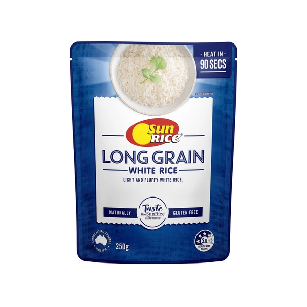 Sunrice Microwave Long Grain Rice Pouch 250g