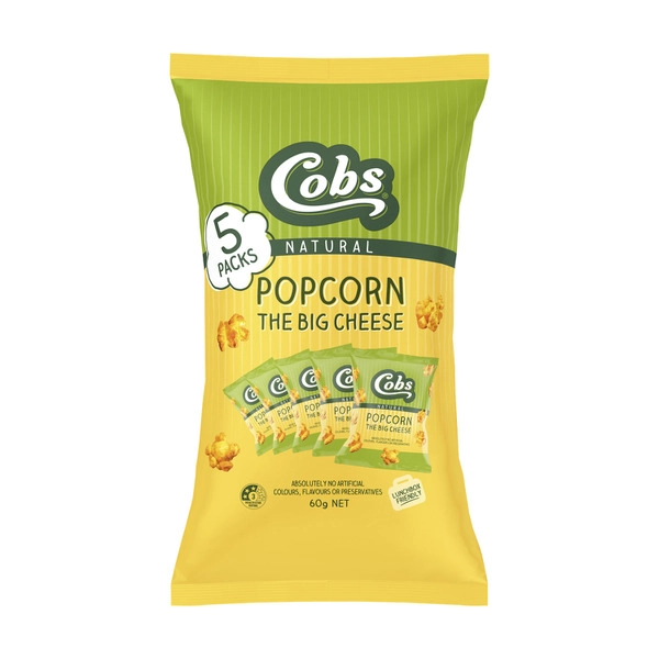 Cobs Popcorn Cheese COBS NATURAL POPCORN MULTIPACK CHEESE 5 PACK 60G 