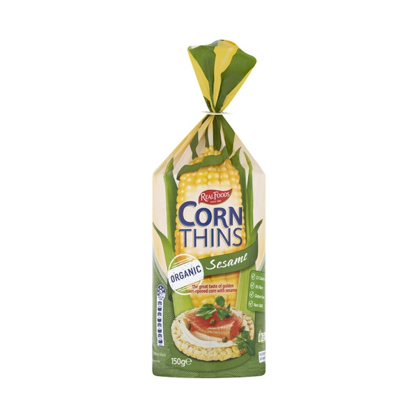 Real Foods Corn Thins Sesame 150g