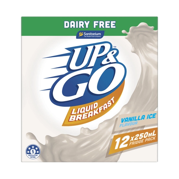 Sanitarium Up&Go Liquid Breakfast Fridge Pack Dairy Free Vanilla 12X250mL 3L