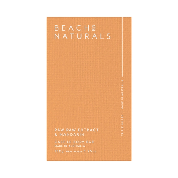 Beach Road Naturals Paw Paw Extract & Mandarin Castile Body Bar 150g