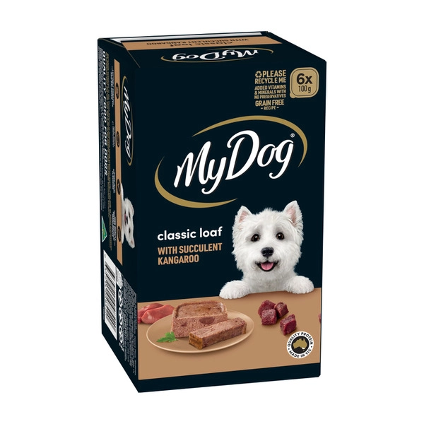 My Dog Dog Food MY DOG ADULT WET DOG FOOD TASTY KANGAROO MEATY LOAF 6X100G TRAYS 