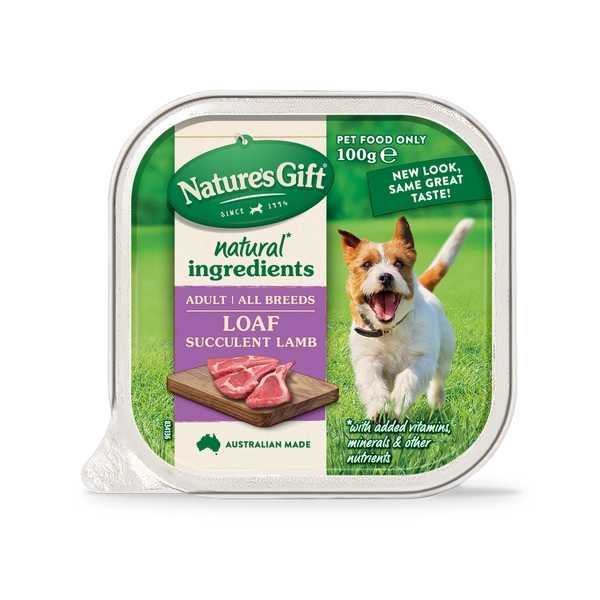 Nature's Gift Adult All Breeds Wet Dog Food Loaf Succulent Lamb 100g