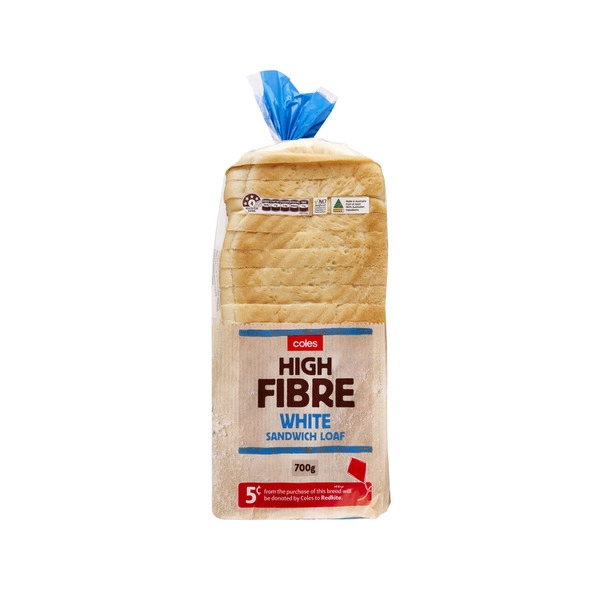 Coles High Fibre White Sandwich Bread 700g