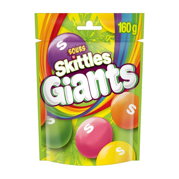 Skittles Giants Sours Lollies Party Share Bag 160g