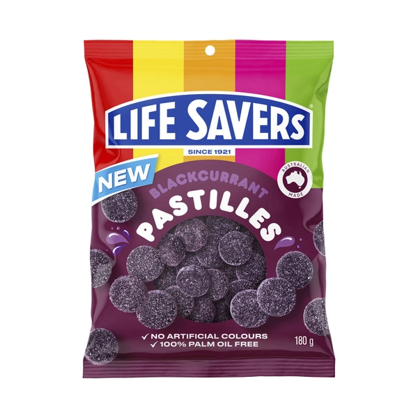 Lifesavers Blackcurrant LIFE SAVERS BLACKCURRANT PASTILLES 180G 