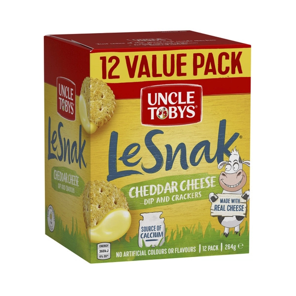 Uncle Tobys Le Snak Dip & Crackers Cheddar Cheese Value Pack 264g