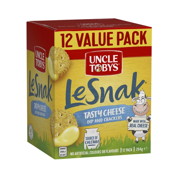 Uncle Tobys Le Snak Dip & Crackers Tasty Cheese Variety Pack 264g