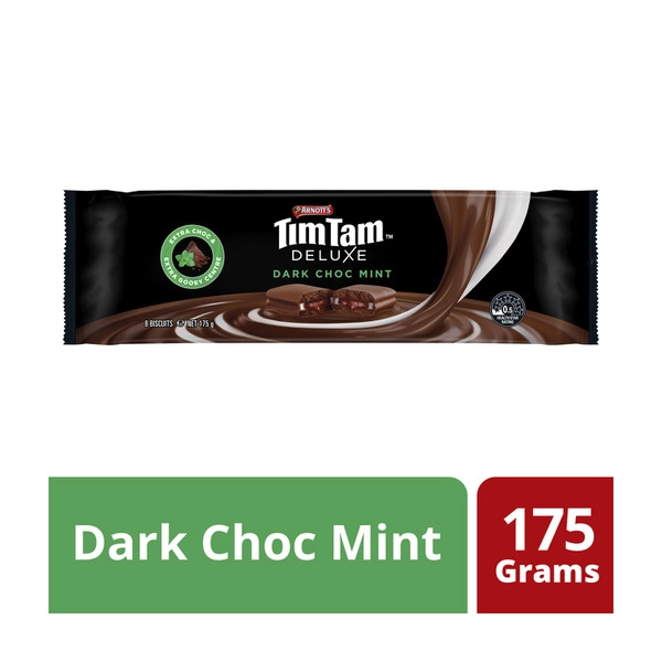 Arnotts Tim Tam Deluxe Chocolate Biscuits Dark Choc Mint 175g