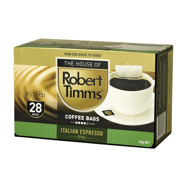 Robert Timms Coffee Bags ROBERT TIMMS COFFEE BAGS ITALIAN ESPRESSO 160G 28 PACK 