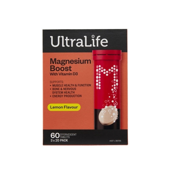 Ultra Life Effervescent Magnesium Lemon Tablets 60 pack