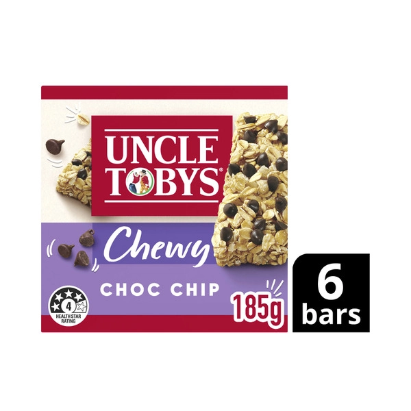 Uncle Tobys Chewy UNCLE TOBYS MUESLI BARS CHEWY CHOC CHIP KIDS SCHOOL LUNCHBOX SNACKS 185G 