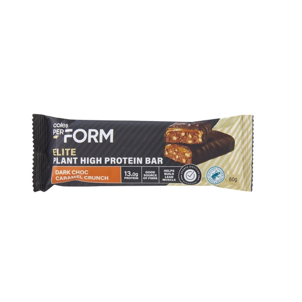 Coles Perform Elite Plant High Protein Bar Dark Chocolate Caramel Crunch 60g