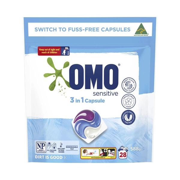 OMO Sensitive 3 in 1 Laundry Capsules 28 Washes 28 pack