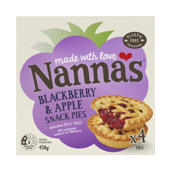 Nanna's Frozen Blackberry & Apple Pies 4 pack 450g