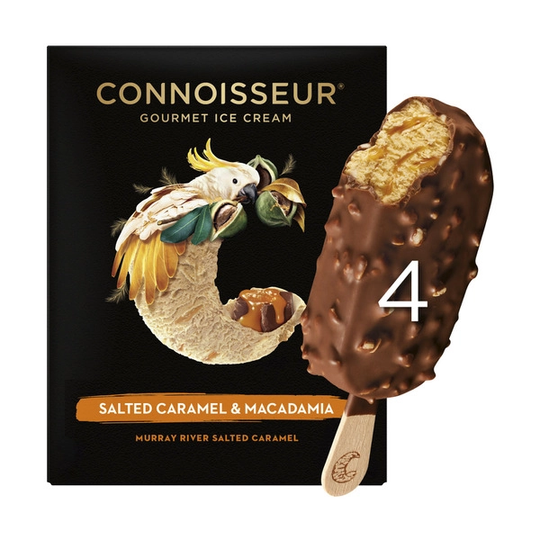 Connoisseur Murray River Salted Caramel & Macadamia Ice Cream 4 Pack 400mL