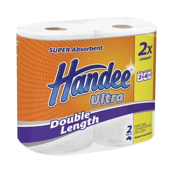 Handee Ultra Double Length Paper Towel Crisp White 2 pack