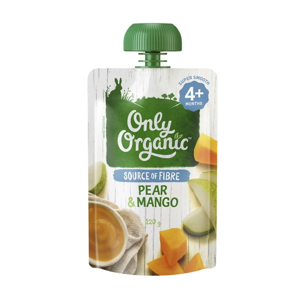 Only Organic Pear & Mango Baby Food Pouch 4+ Months 120g