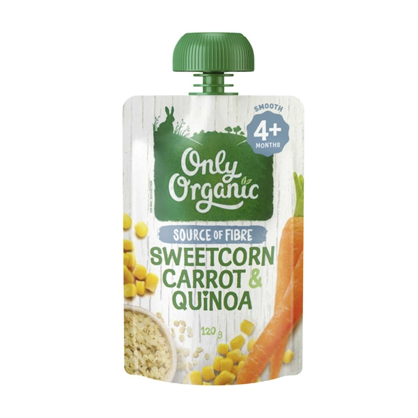 Only Organic 4+ Month ONLY ORGANIC SWEETCORN CARROT & QUINOA BABY FOOD POUCH 4+MONTH 120G 