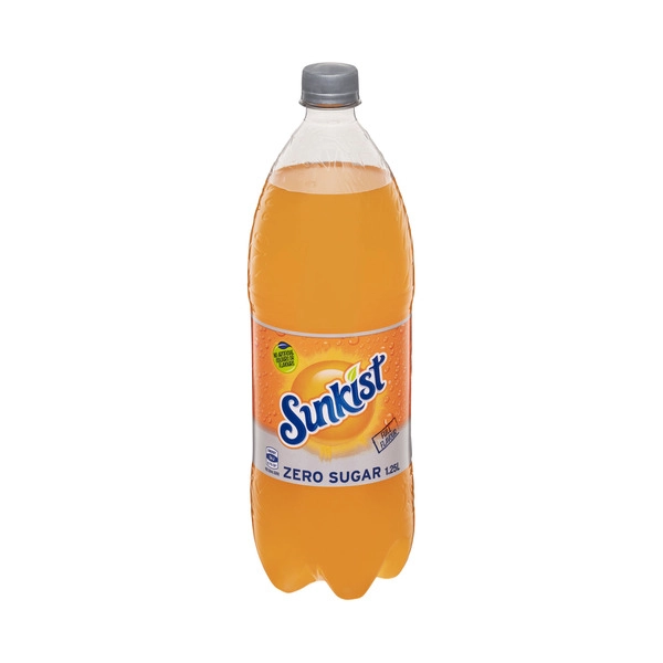 Sunkist Zero Sugar Orange Soft Drink Bottle Sugar Free 1.25L