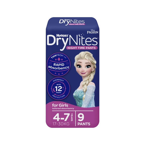 DryNites Night Time Pants for Girls 4-7 Years (17-30kg) 9 pack