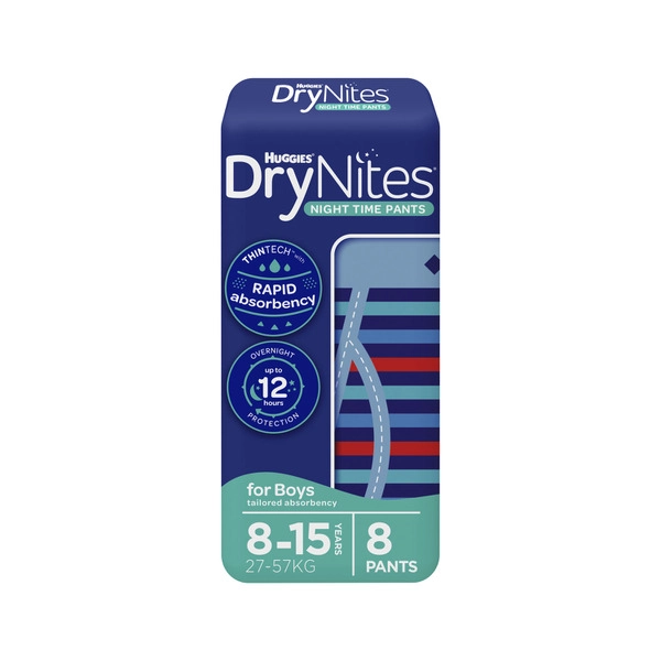 DryNites Night Time Pants for Boys 8-15 Years (27-57kg) 8 pack