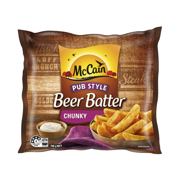 McCain Beer Battered Potato Chips Frozen Chunky 750g